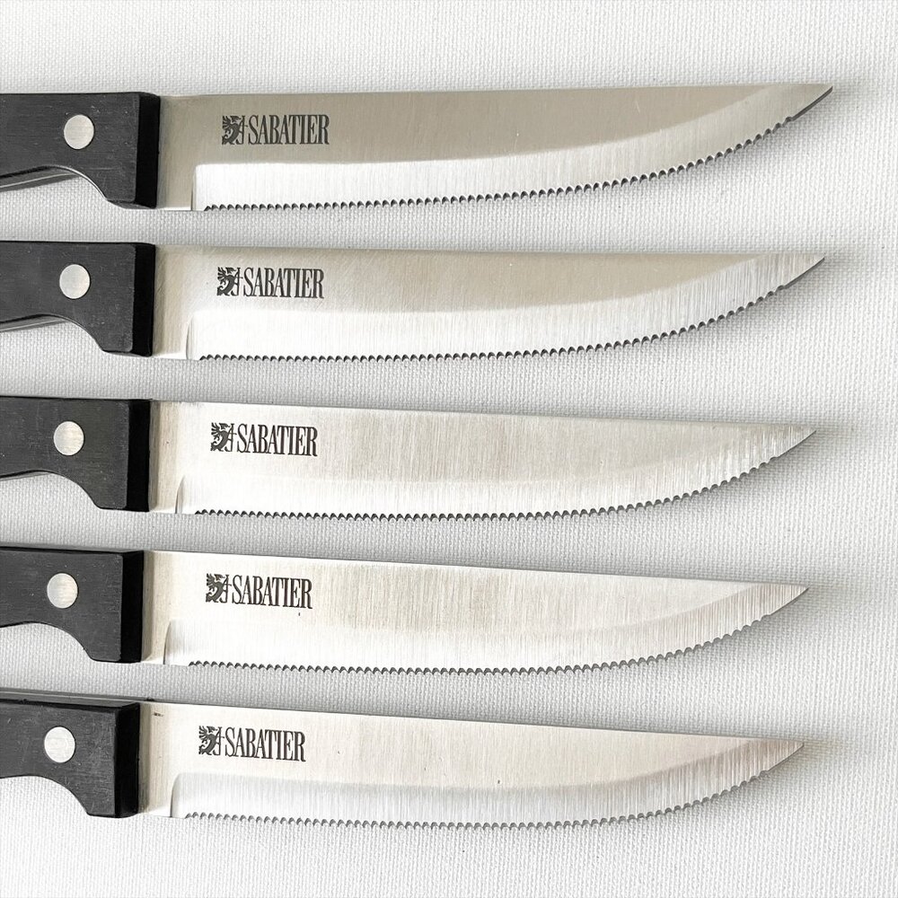 Sabatier Set of 5 Steak Knives 4.5" Stainless Steel Serrated Blade